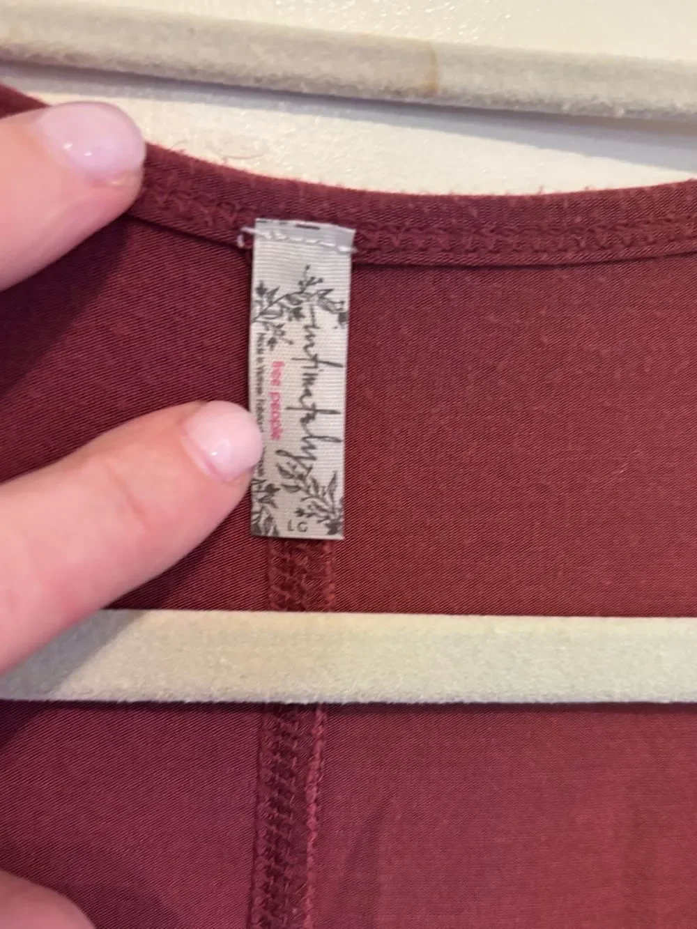 Free People Long Sleeve V-Neck Tee in Wine